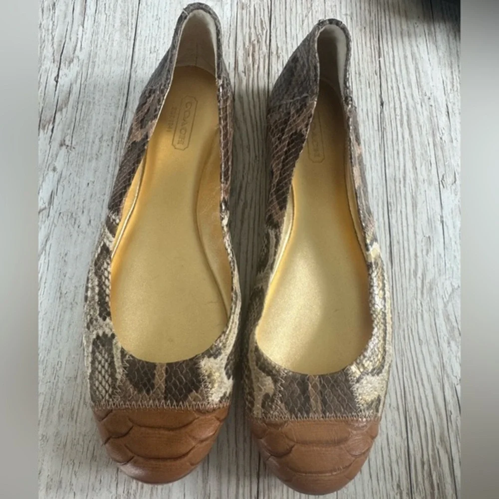 Coach Annabelle Patchwork Exotic Snakeskin Embossed Leather Ballet Flats 7.5 B